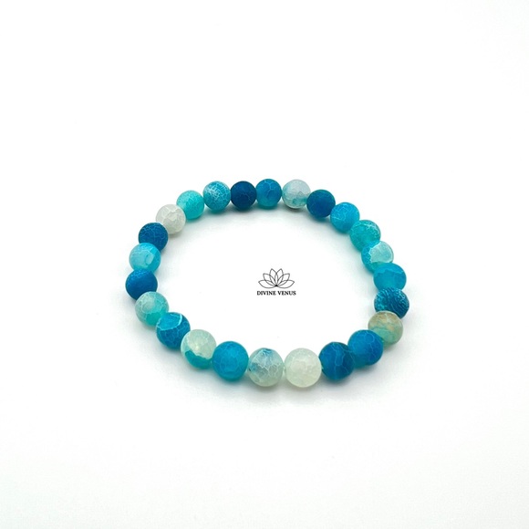 Blue Crackle Agate Beaded Bracelet - Picture 4 of 6